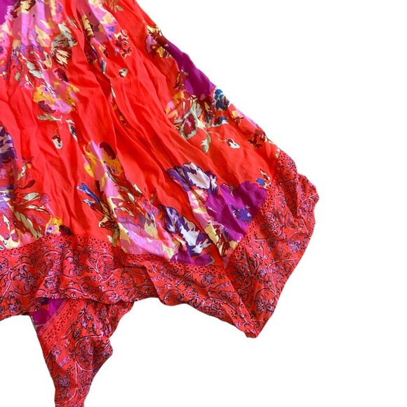 Maeve Anthropologie Grecia Ruffle Floral Chiffon Dress Asymmetrical Size 8 Women - Picture 5 of 12